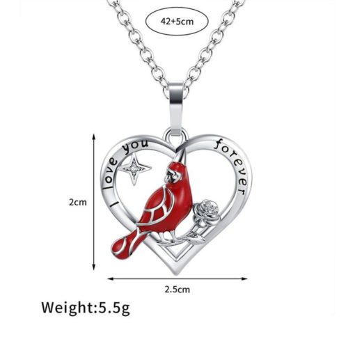 Heart Pendant Necklace,Cardinal Heart Pendant Necklace