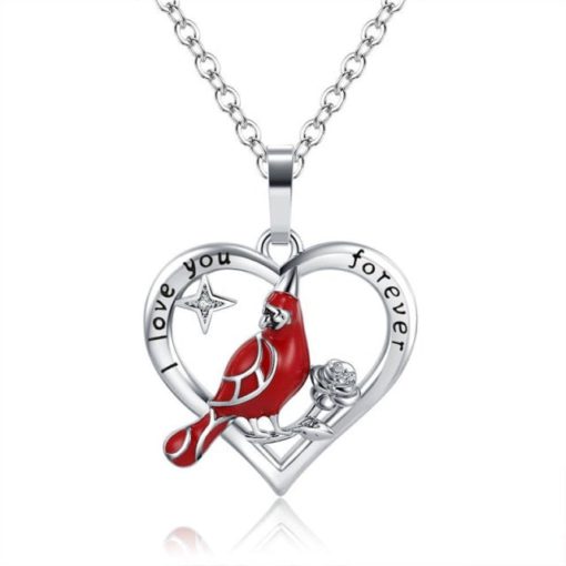 Heart Pendant Necklace,Cardinal Heart Pendant Necklace
