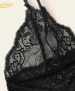 Women Sexy Lace See Through Sleepwear Set