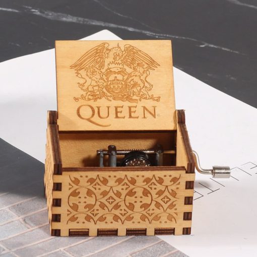 Håndsvinget Queen Queen Music Box i træ