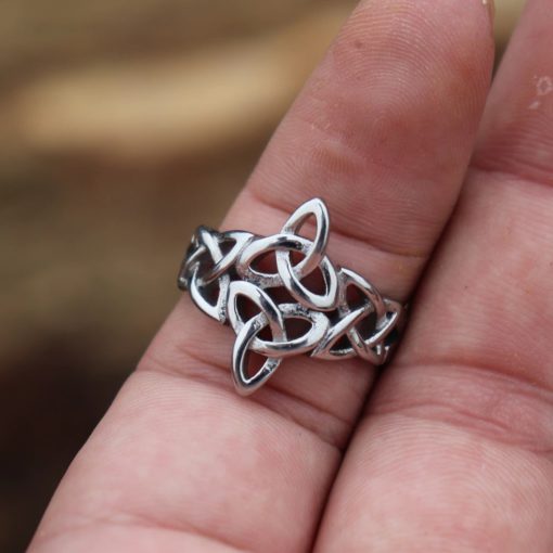 I-Stainless Steel Silver Triquetra Ring