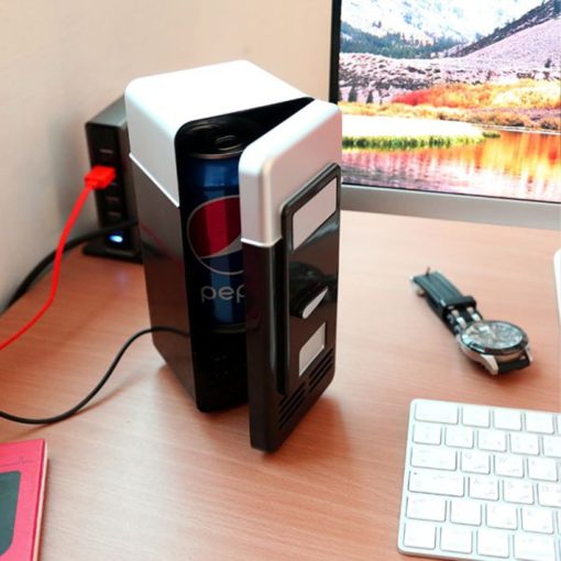 Мини USB настолен хладилник - охладител за консерви и затопляне на напитки