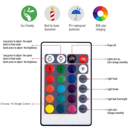 16 боја ЛЕД светлеће кугле са даљинским управљањем