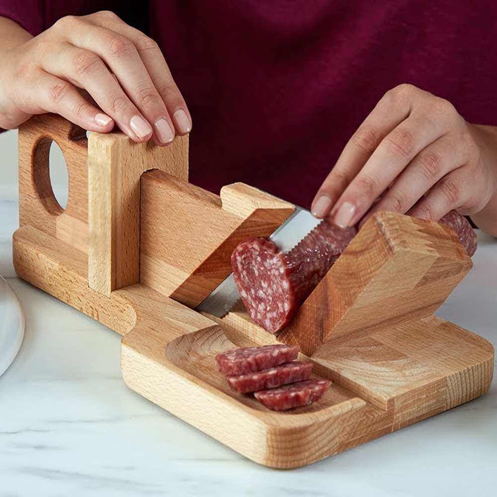 Best 19th Century Wooden Sausage Cutter & Salami Slicer Machine