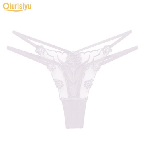 Transparent Hot Flower Embroidery Hollow Tulle G-String