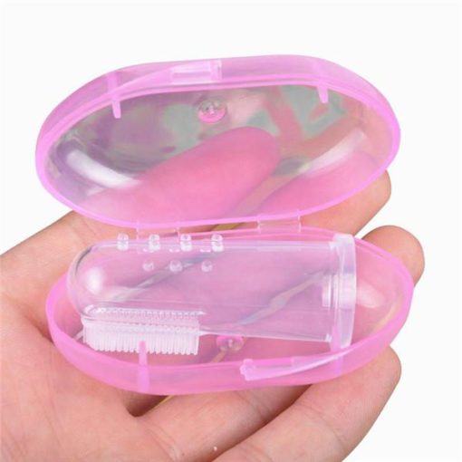 Бебешка четка за зъби с пръсти и кутия за съхранение