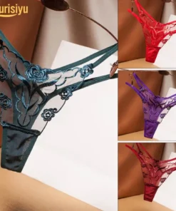 Transparent Hot Flower Embroidery Hollow Tulle G-String
