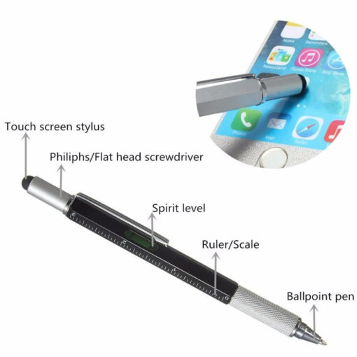 6 合 1 多功能手写笔金属直尺带水平仪和螺丝刀