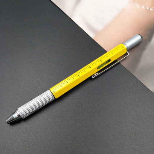 قلم خط کش فلزی قلم چند کاره 6 در 1 با سطح و پیچ گوشتی