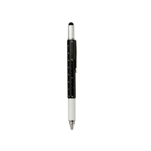 Bolígrafo de regra metálica multifuncional 6 en 1 con nivel e destornillador