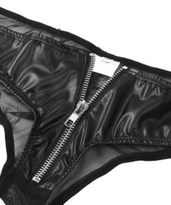 Merry See Leather Onden Zipper Sexy Panties