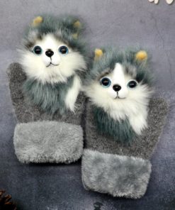 Hand-knitted Cartoon Animal Mittens