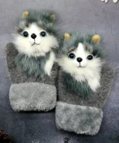 Hand-knitted Cartoon Animal Mittens