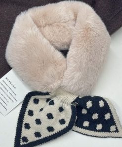 Peach Heart Polka Dot Plush Scarf