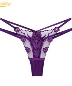 Transparent Hot Flower Embroidery Hollow Tulle G-String