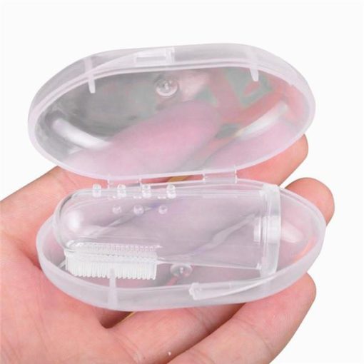 Бебешка четка за зъби с пръсти и кутия за съхранение