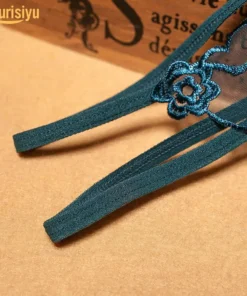 Transparent Hot Flower Embroidery Hollow Tulle G-String