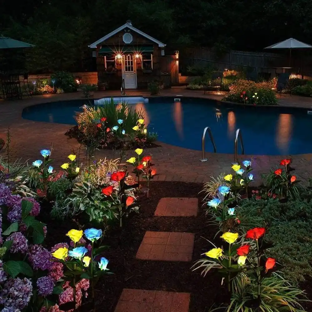 Solar Powered LED Rose Light