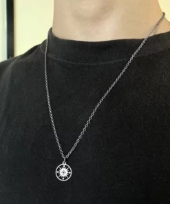 Silver Compass Necklace For Women & Men