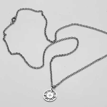 Silberne Kompass-Halskette für Damen und Herren