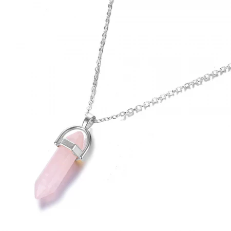 Healing Pink Rose Quartz Pendant Necklace