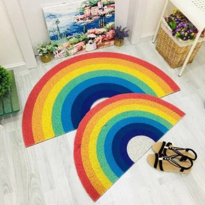 Water-Resistant PVC Rainbow Doormat