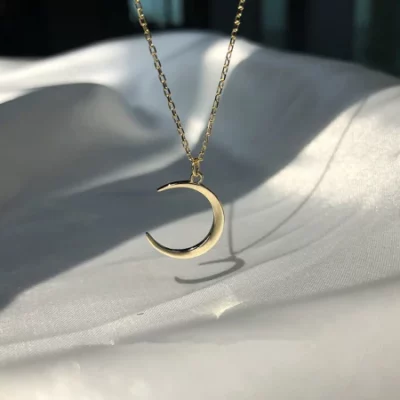 Gold & Silver Crescent Moon Necklace