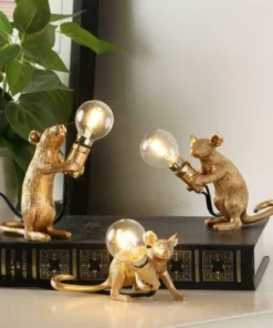 Whimsical Resin Mouse Lamps With E12 Bulbs