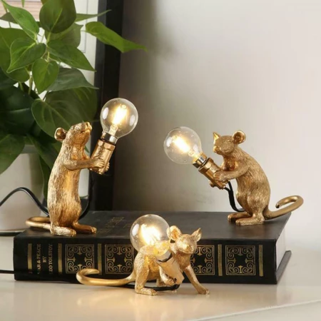 I-Whimsical Resin Mouse Lamps With E12 Bulbs
