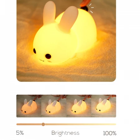 Акумулаторна силиконова нощна лампа за затъмняване Bunny