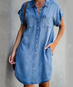 Casual Denim Short Sleeve Dress
