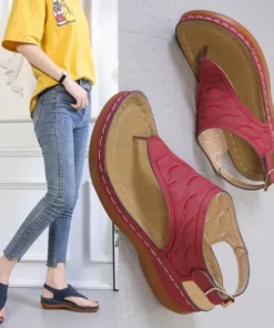 Embroidery Comfy Slipper Orthopedic Wedge Sandals