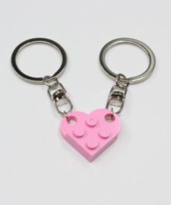 2 Pcs Couples Love Toy Brick Heart Keychain