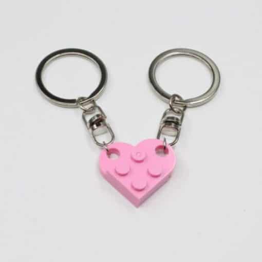 2 Pcs Pasangan Cinta Kaulinan Bata Heart Keychain