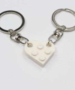2 Pcs Couples Love Toy Brick Heart Keychain
