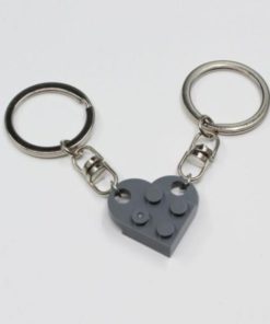 2 Pcs Couples Love Toy Brick Heart Keychain