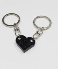 2 Pcs Couples Love Toy Brick Heart Keychain