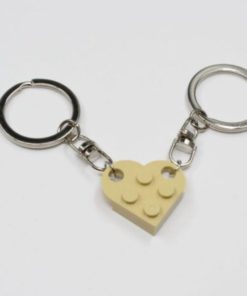 2 Pcs Couples Love Toy Brick Heart Keychain