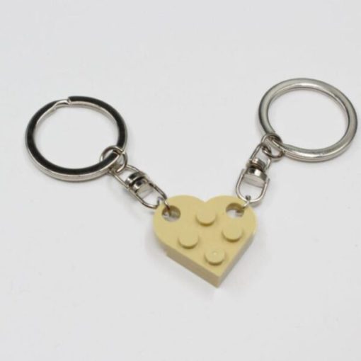 2 Pcs Pasangan Tresna Toy Brick Heart Keychain