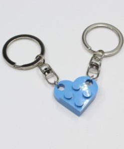 2 Pcs Couples Love Toy Brick Heart Keychain