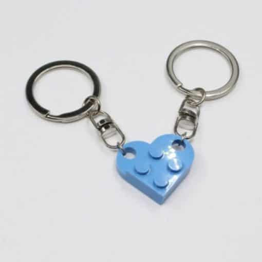2 Keping Pasangan Suka Mainan Brick Heart Keychain