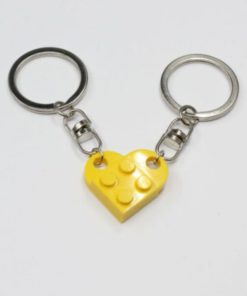 2 Pcs Couples Love Toy Brick Heart Keychain