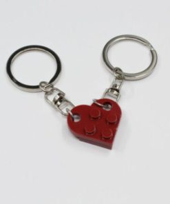 2 Pcs Couples Love Toy Brick Heart Keychain