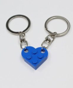 2 Pcs Couples Love Toy Brick Heart Keychain