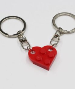 2 Pcs Couples Love Toy Brick Heart Keychain