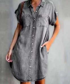 Casual Denim Short Sleeve Dress
