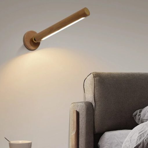 360° လှည့်နိုင်သော သစ်သား LED နံရံမီးအိမ်