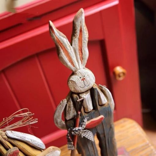 သစ်သား Retro Easter Bunny ပြင်ပအဆင်တန်ဆာ