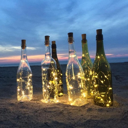 چراغ رشته بطری شراب چوب پنبه