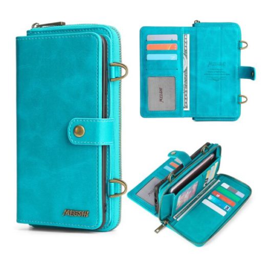2 i 1 avtagbart telefonfodral för plånbok i läder